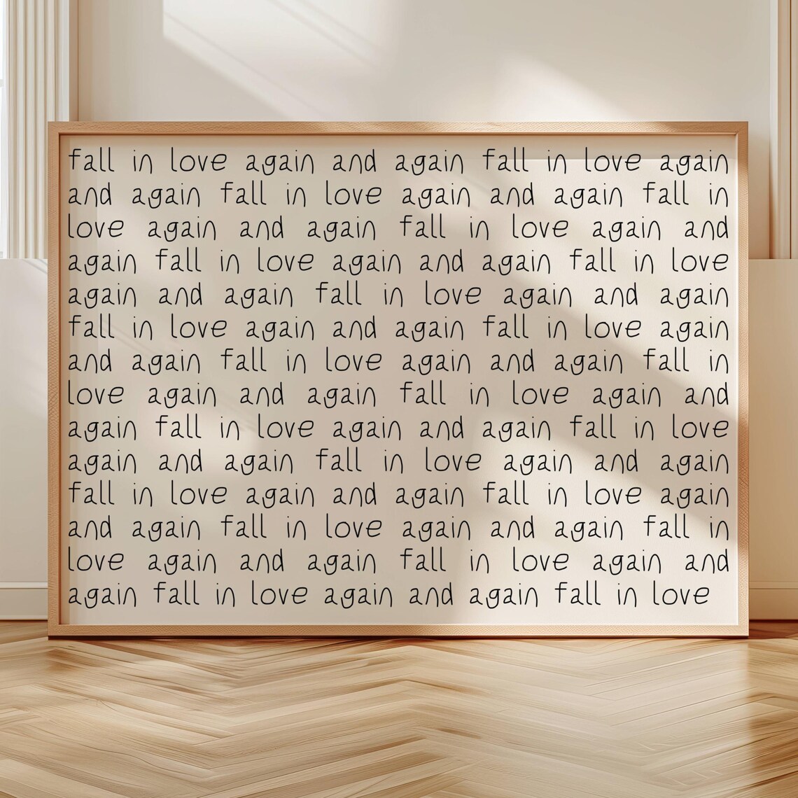 Fall In Love Again And Quote Poster, Minimalist Typography
