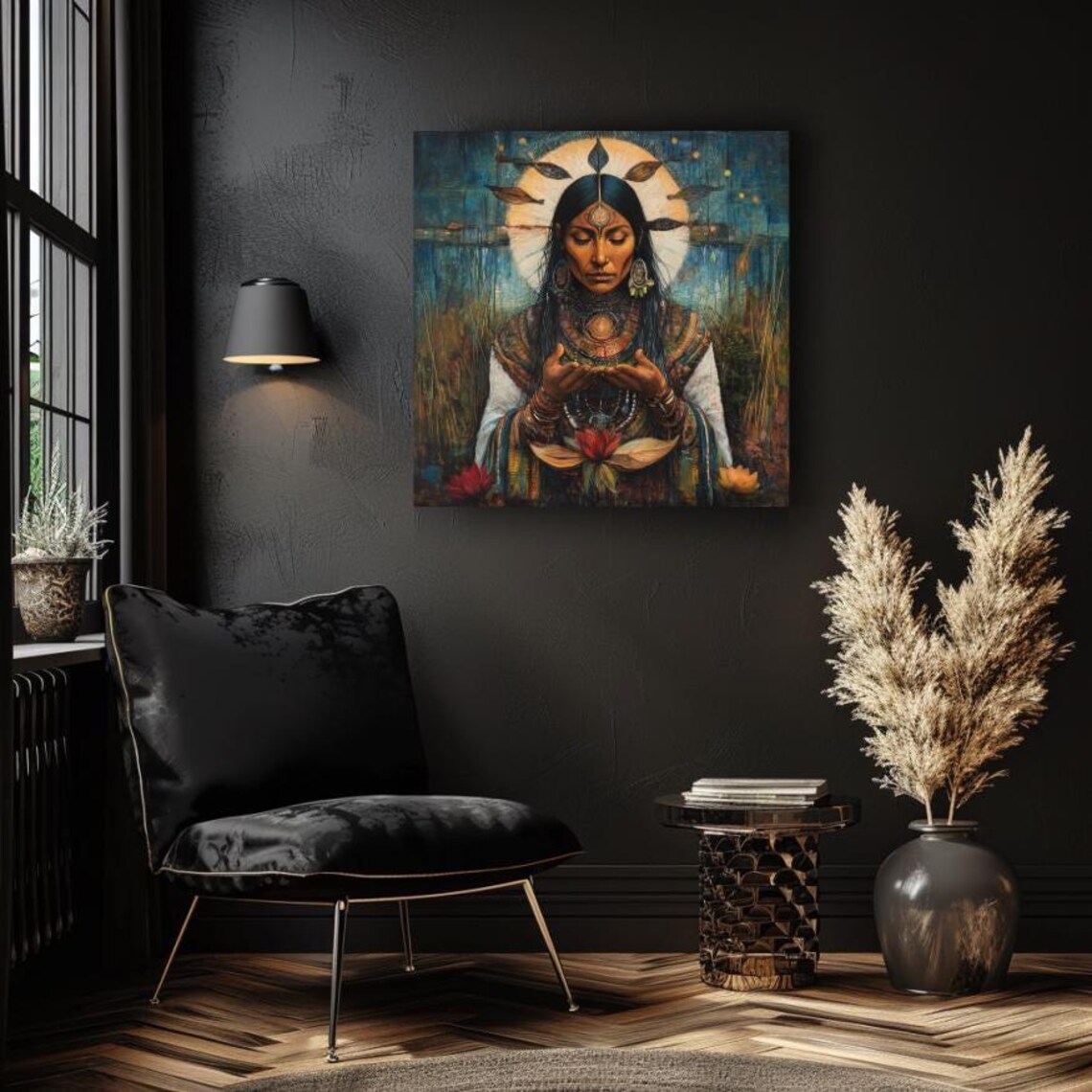 Divine Spiritual Mother with Halo Cupped Hands Sacred Feminine Poster - Image 4