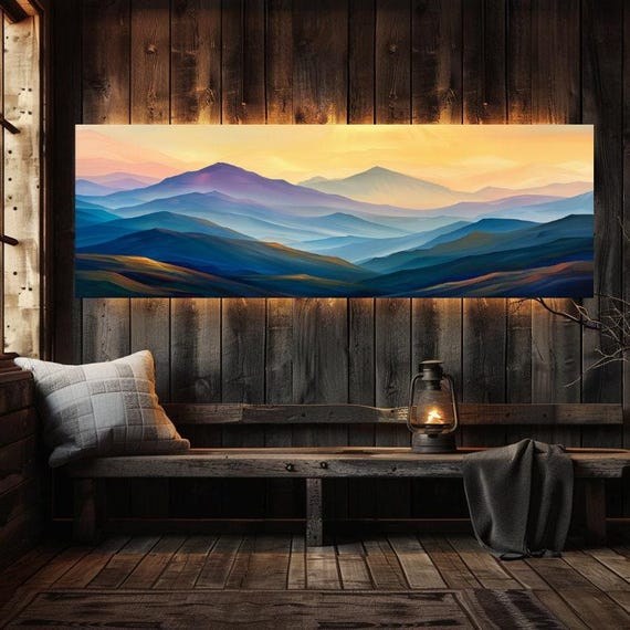 Colorful Mountain Art Mystical Sunrise Over Colorful Mountains Magical Home Decor Magical Fantasy Landscape Dreamy Mountain Decor