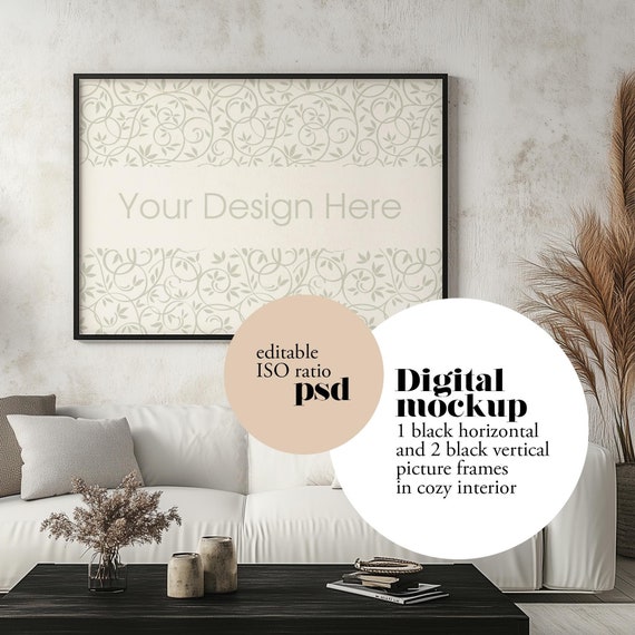 Iso Wall Art Display Mockup, Cozy Interior Wall