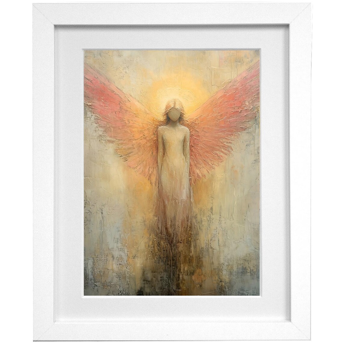 Golden Angel Abstract Painting Wall Art Peaceful Home Decor Housewarming Gift