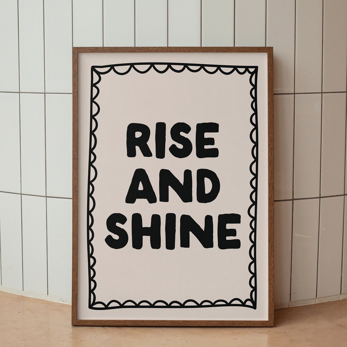 Rise And Shine Bold Black Retro Morning Quote Wake Up Poster