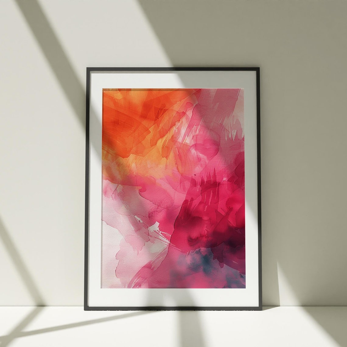 Abstract Red Pink Watercolor Wash Bold Colorful Vivid Art Poster