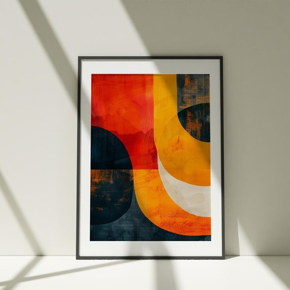 Abstract Modern Collage Painting Geometric Shapes Wall Art Poster Watercolor Colorful Illustration Nature Minimalist Decor