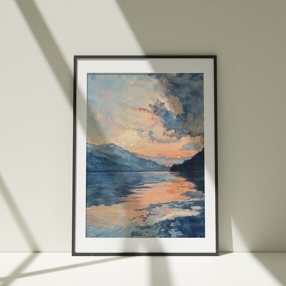 Mountain Landscape Wall Art Painting Poster Watercolor Print Colorful Illustration Nature Minimalist Decor Living Room Artwork