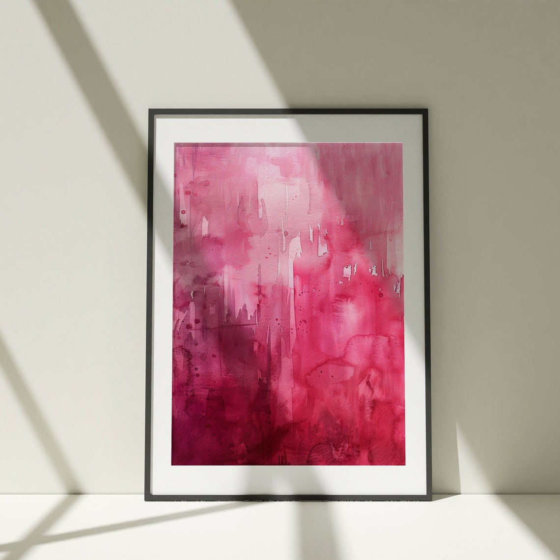 Pink Abstract Watercolor Modern Drips Textured Art Scene Poster