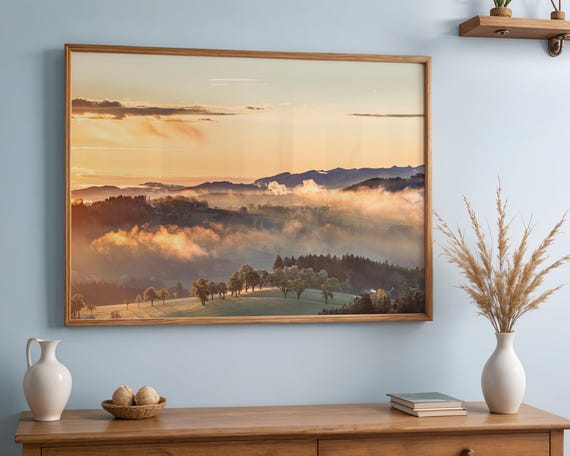 Golden Morning Mist Landscape Fine Art Wall Soft Sunrise Fog Nature Photography 5 Sizes