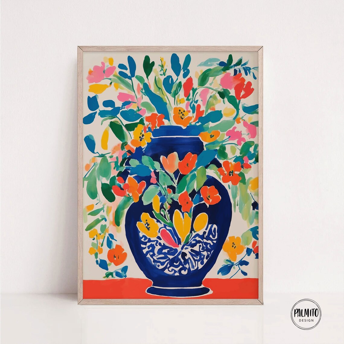 Colorful Flower Vase Gouache Painting Art Print