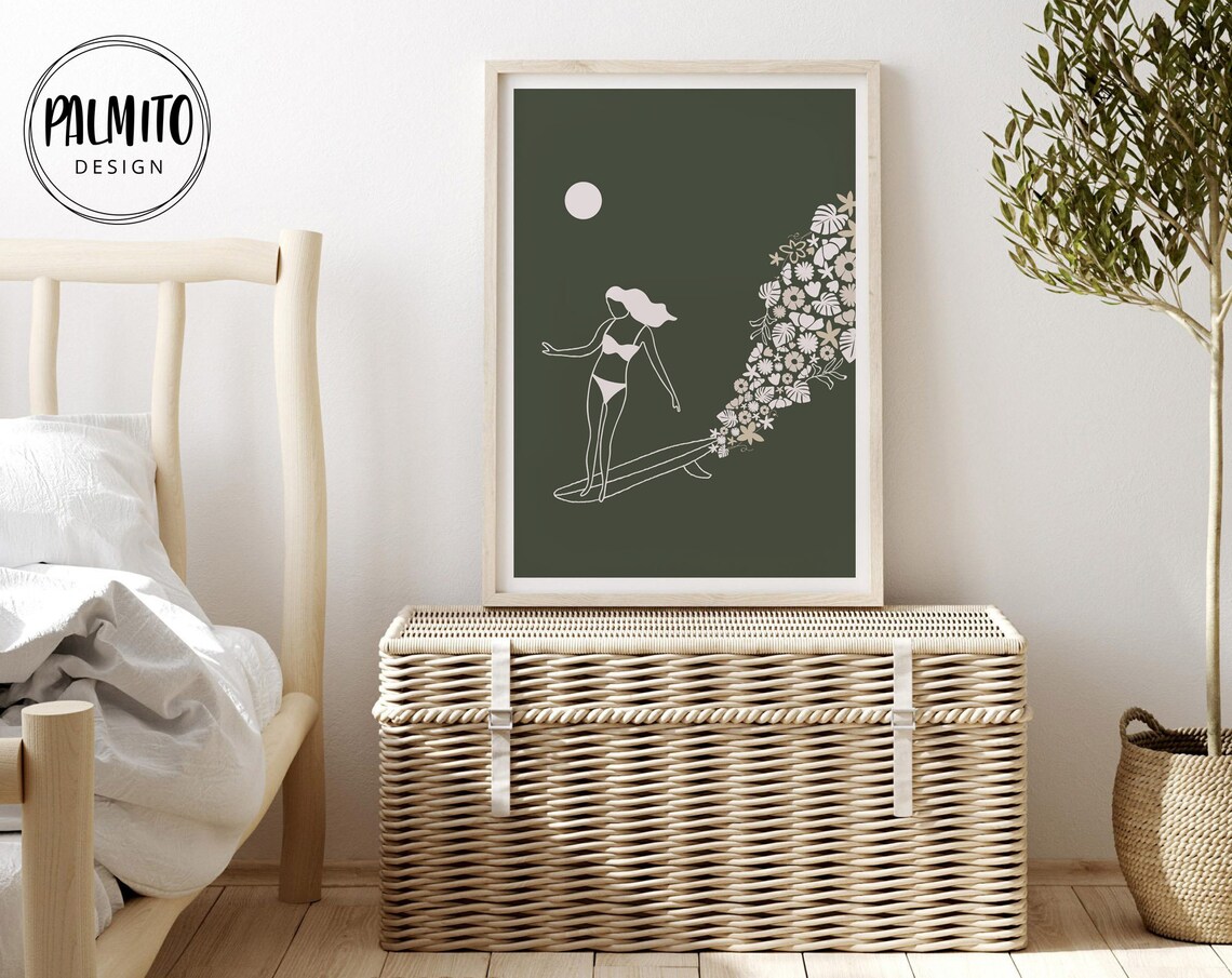 Surf Girl Print, Tropical Ocean Wall Art - Image 2