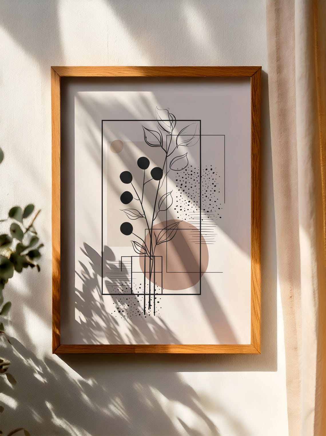Abstract Plant Wall Art Minimalist Print Modern Home Decor Line Botanical