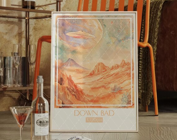 Down Bad Song Watercolor Poster, Subtle Music Art