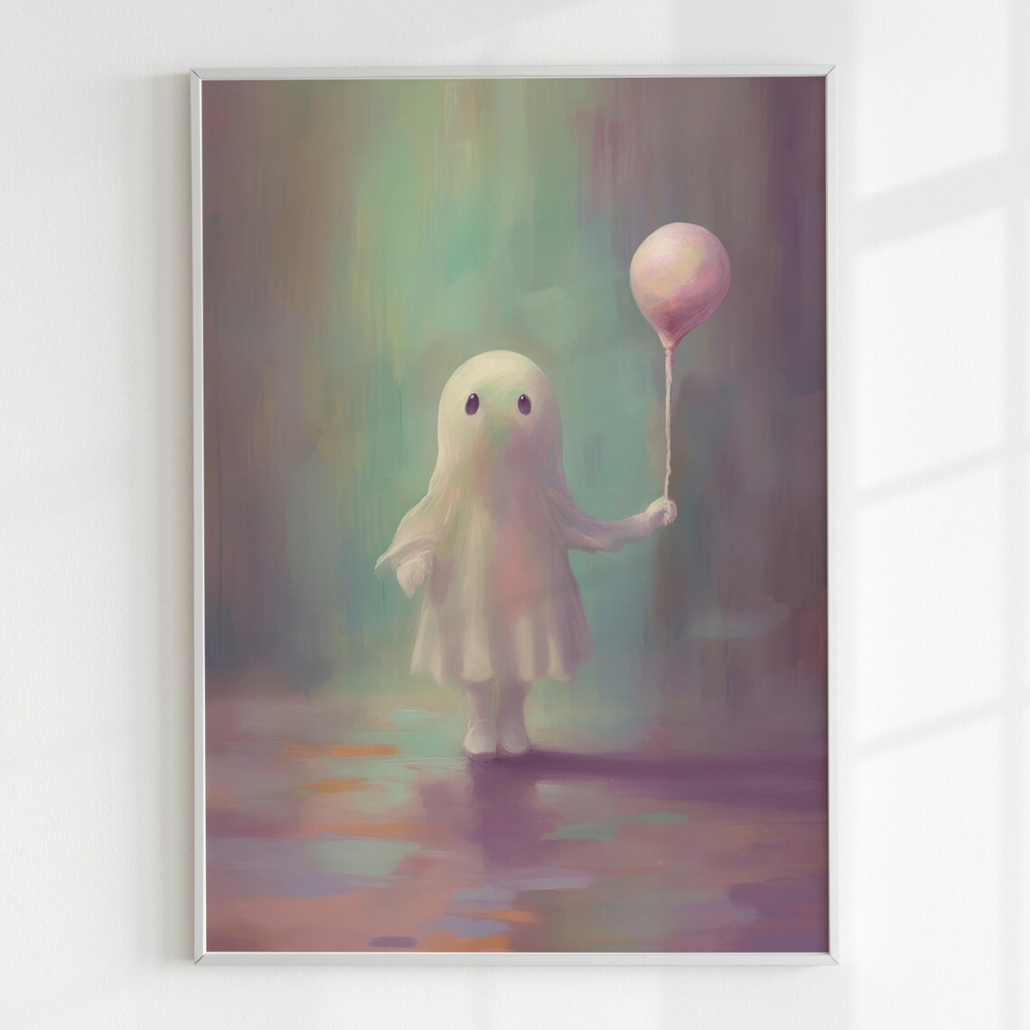 Cute Ghost With Balloon, Pastel Halloween Art Print - Image 6