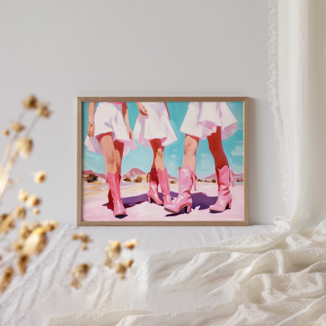 Preppy Coastal Cowgirls Girly Wall Art Print Pink Cowgirl Boots Trendy Poster Preppy Western Room Decor Funky Cowboy Prints - Image 4