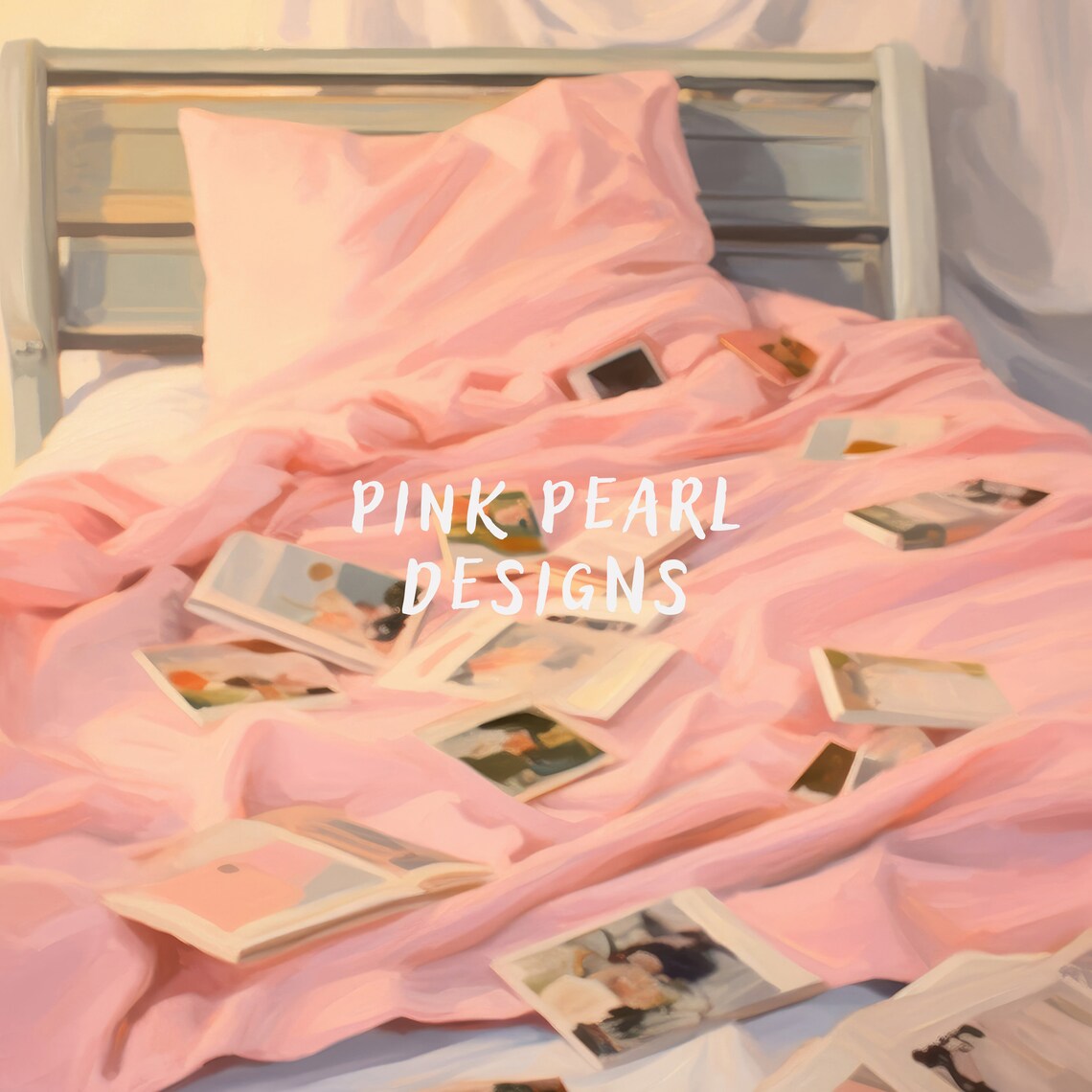 Girly Pink Bed and Photos Vintage Retro Art Print - Image 6