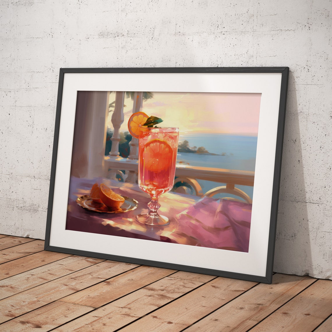 Aperol Spritz Cocktail Sunset Terrace Bar Cart Wall Art Print - Image 4