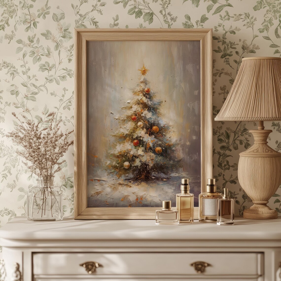 Moody Christmas Tree Vintage Winter Art Print - Image 6