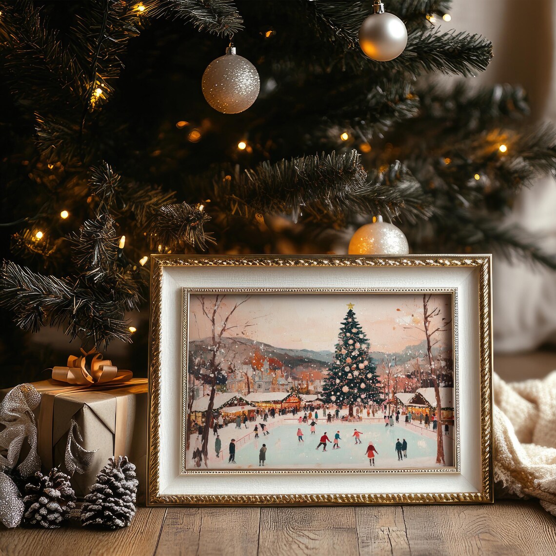 Ice Rink Christmas Vintage Holiday Poster - Image 4