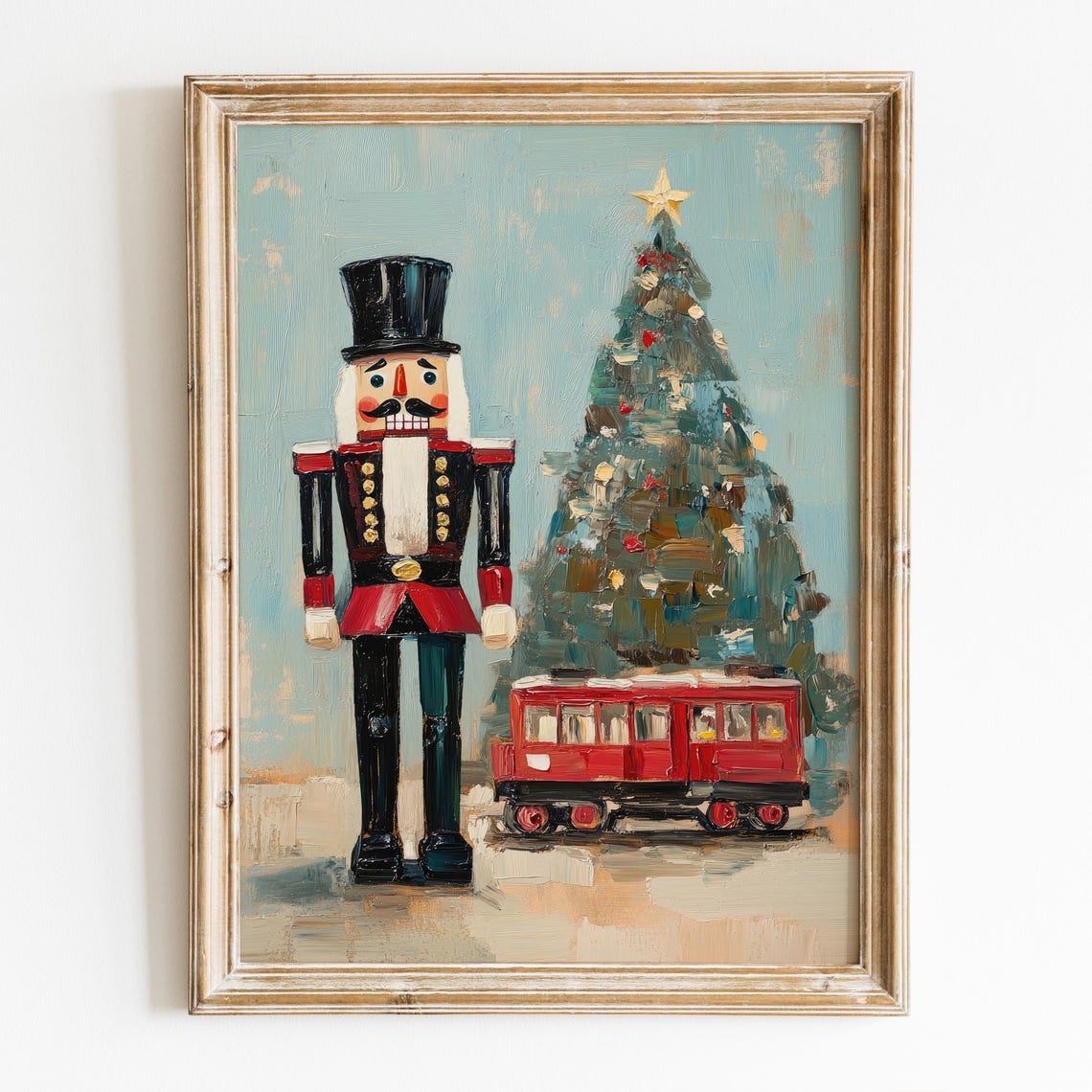 Retro Nutcracker Toy Soldier With Train Christmas Art Poster - Image 5