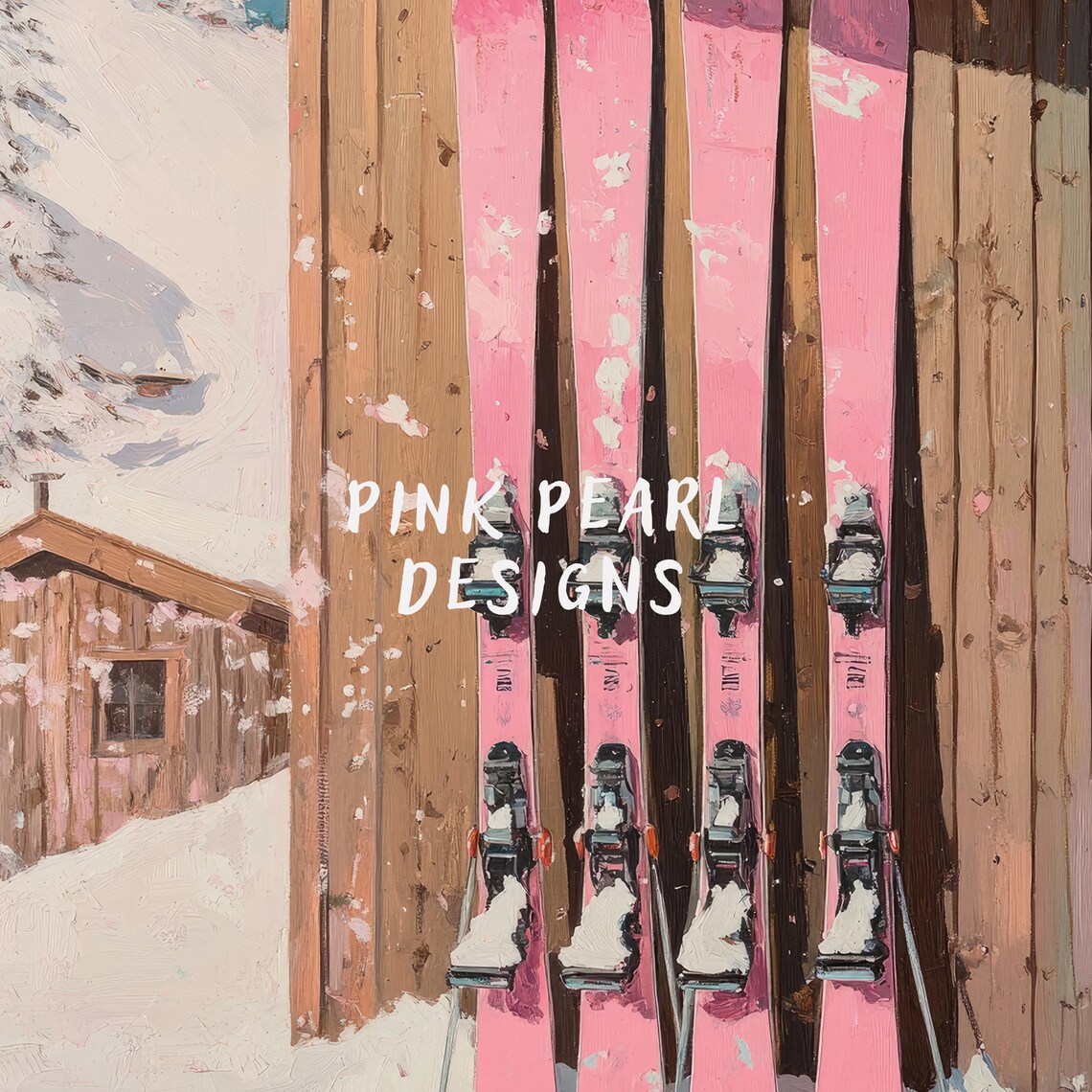 Retro Pink Ski Vintage Skiing Poster, Preppy Decor - Image 2