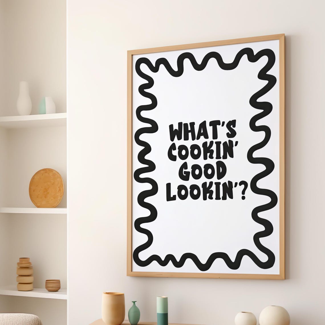 What's Cookin' Good Lookin' Kitchen Typography Quote Wall Art - Image 3