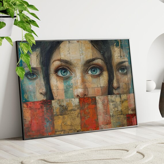 Amazing Woman Eye Art Print Or Canvas Glimmering Glaze Female Face Expressionism Poster Unique Wall Decor Girls Bedroom