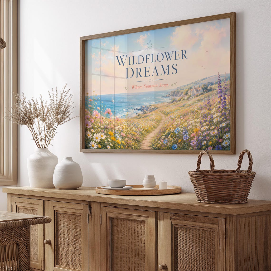 Wildflower Dreams Where Summer Stays Coastal Meadow Path Poster
