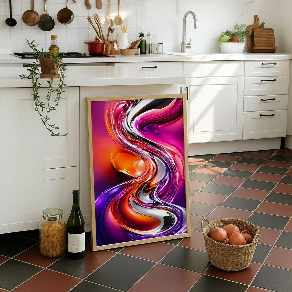 Liquid Metal Abstract, Colorful Wall Decor