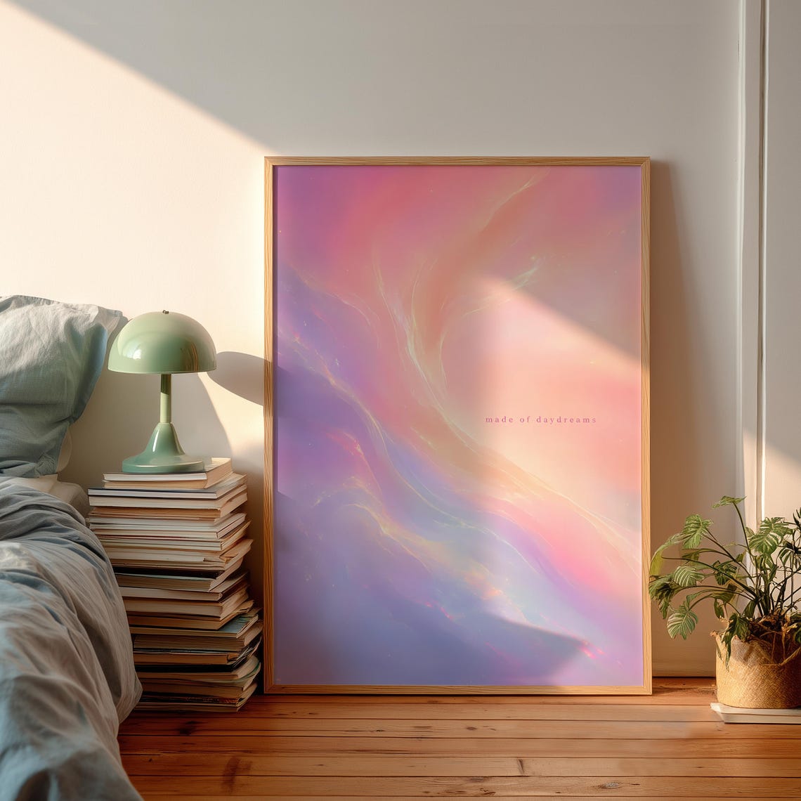 Danish Pastel Gradient Holographic Fluid Wave Dreamy Aesthetic Poster