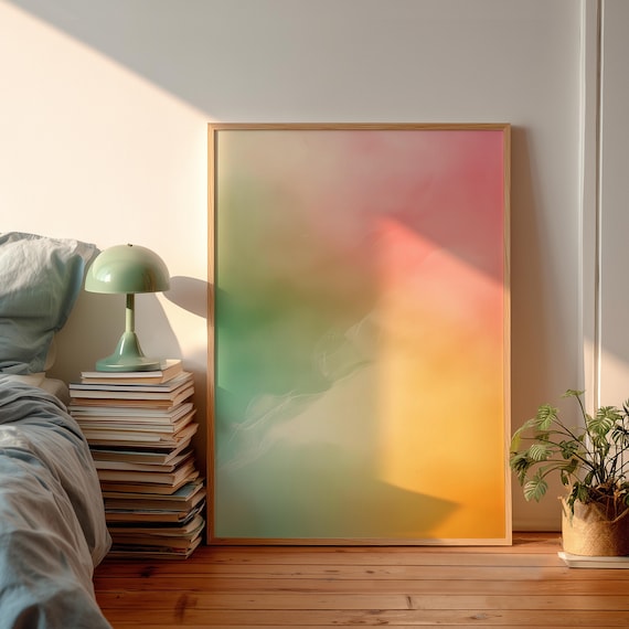 Ethereal Pastel Gradient Abstract Portrait Coral Mint Modern Poster