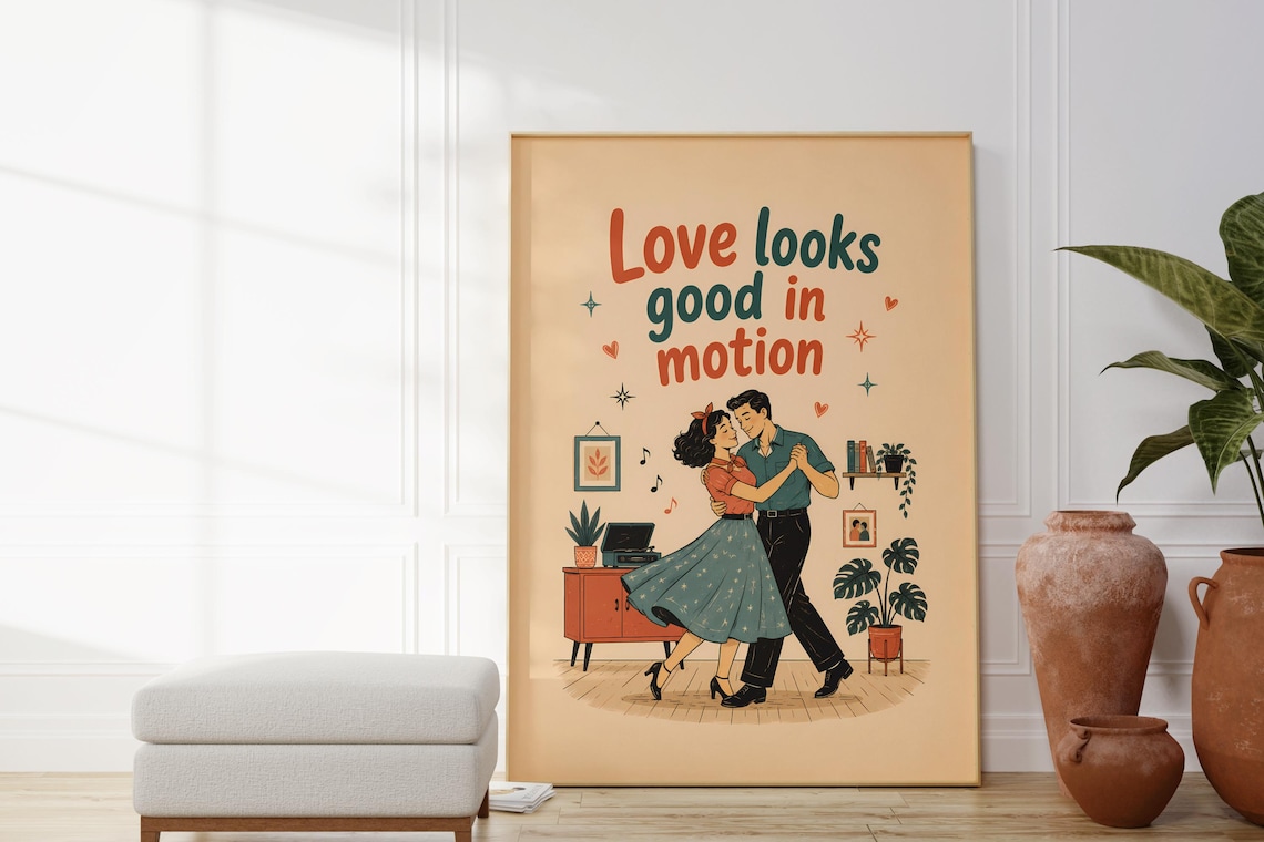 Midcentury Modern Lovers, Romantic Typography Poster