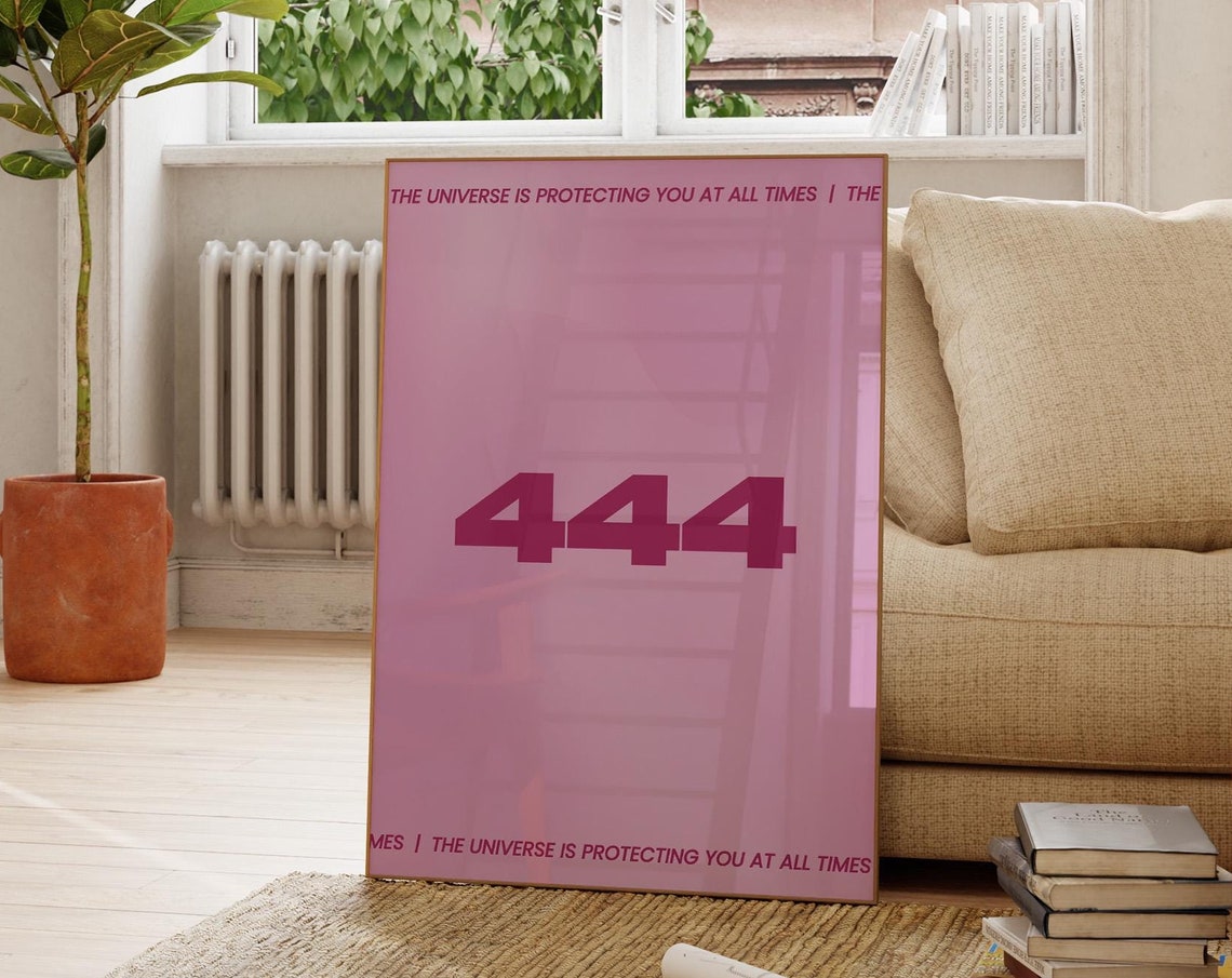 Dark Pink 444 Angel Number Universe Protection Affirmation Aura Poster