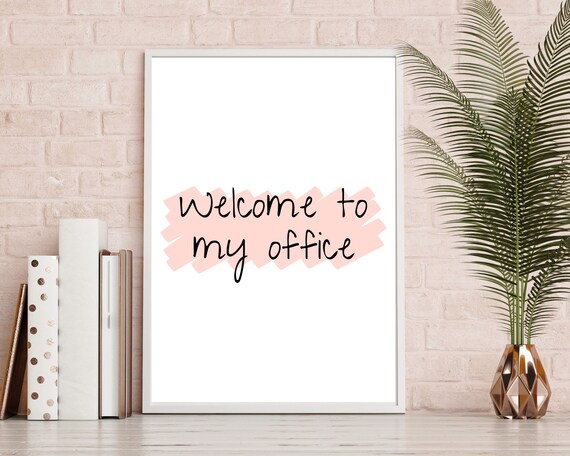 Welcome To My Office Pink Glitter Script Girls Desk Decor Poster