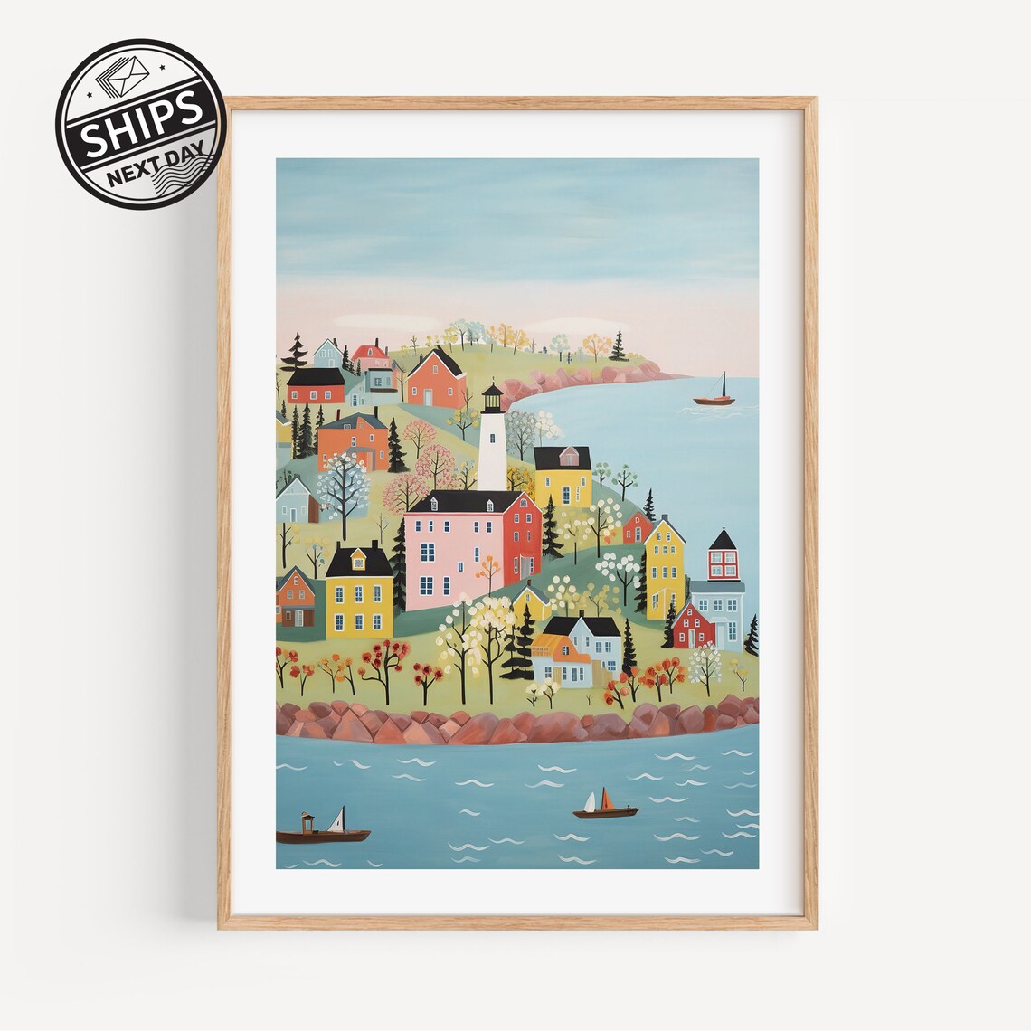 Rhoda Island Watercolor Travel Poster, New England