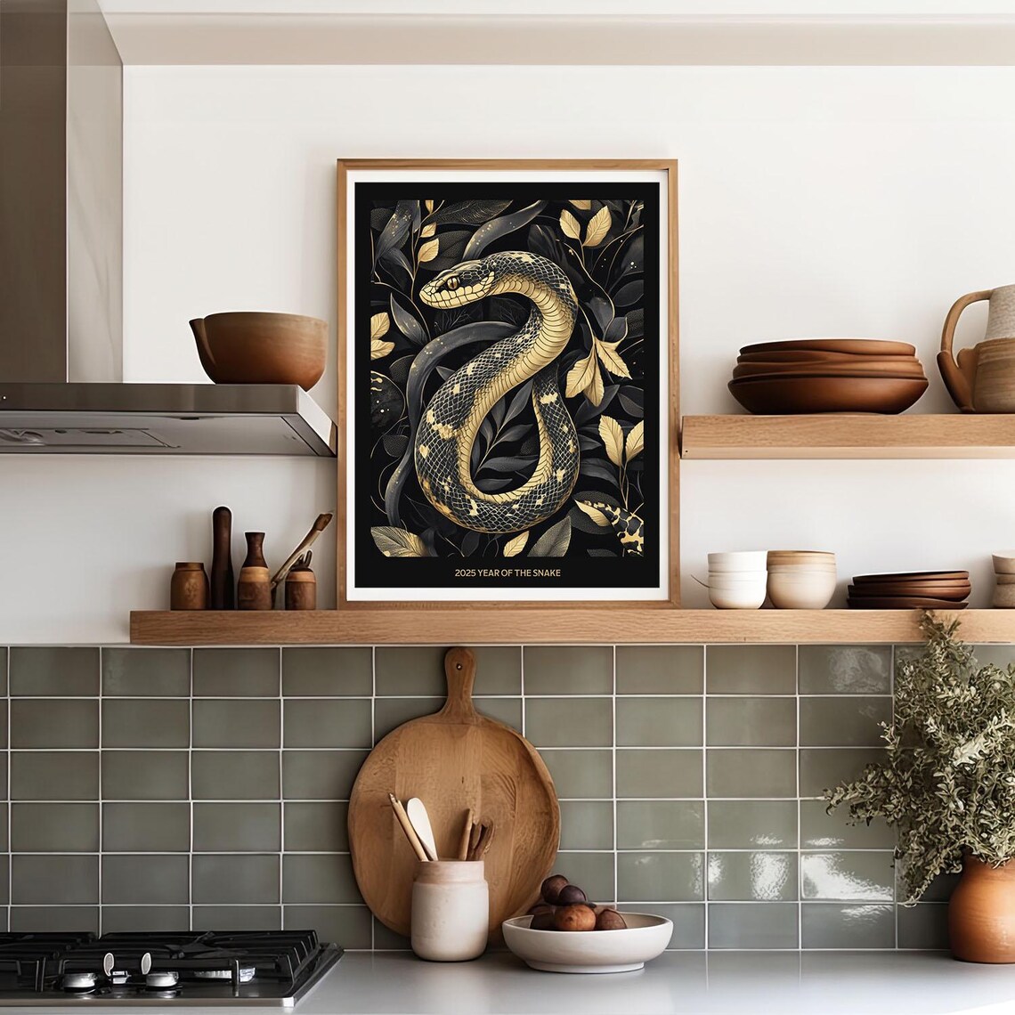 2025 Year of the Snake Golden Snake Black and Gold Lunar New Year Poster - Image 2