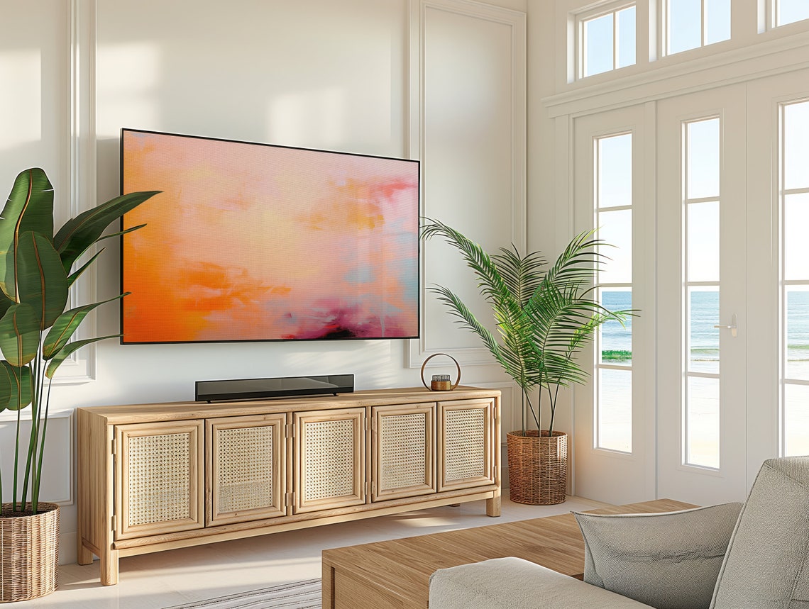 Peach Orange Sunset Wash Abstract Painting Soft Pink Glow Poster - Image 3