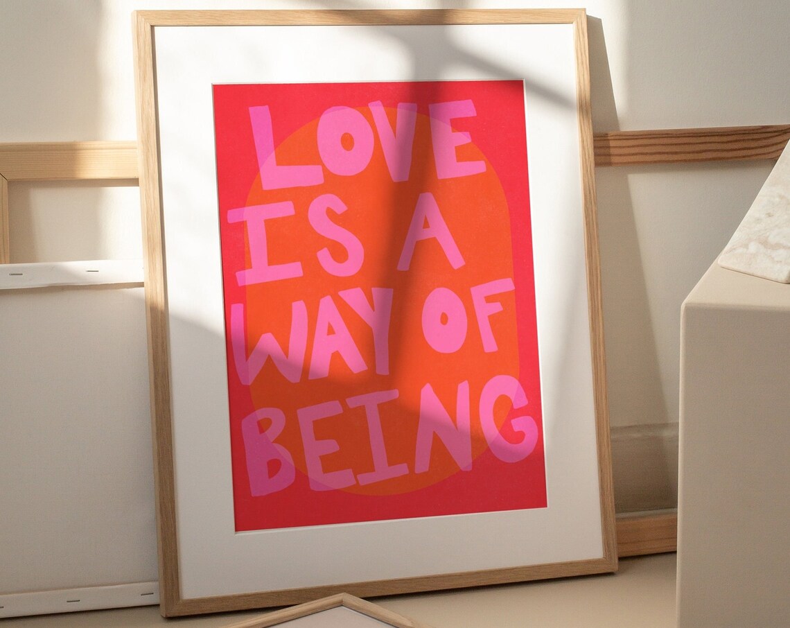 Maximalist Vivid Pink Orange Love Quote Poster - Image 3