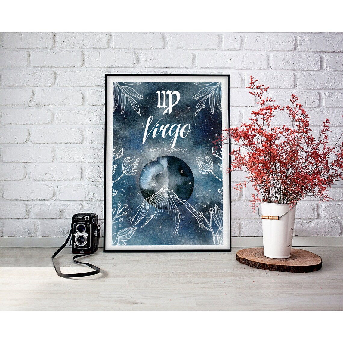 Virgo Zodiac Sign Celestial Watercolor Astrology Constellation Wall Art - Image 2