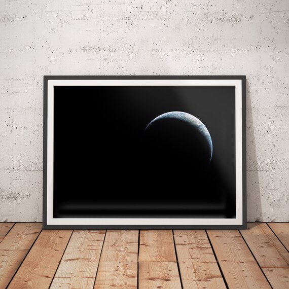 Crescent Earth Rising Over Dark Moon Deep Space Photo Poster