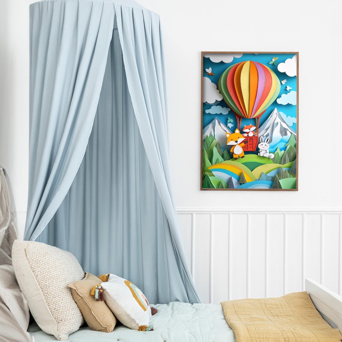 Hot Air Balloon Animal Friends, Nursery Art Print - Image 4