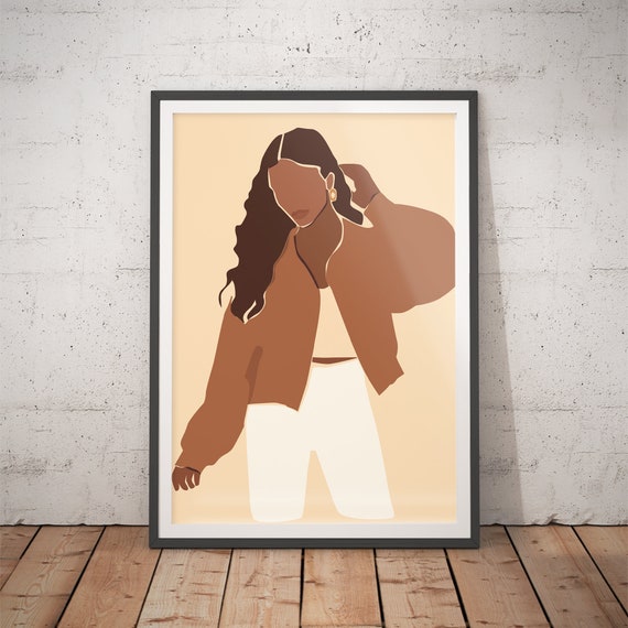 Inspirational Female No 2 Black Woman Wall Art Fashion Wall Art Aesthetic Room Decor Feminist Art Black Girl Art Feminist Gift