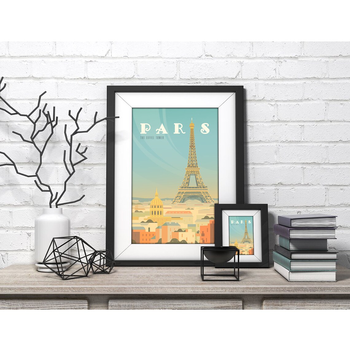 Paris France Eiffel Tower Cityscape Retro Style Travel Poster - Image 4