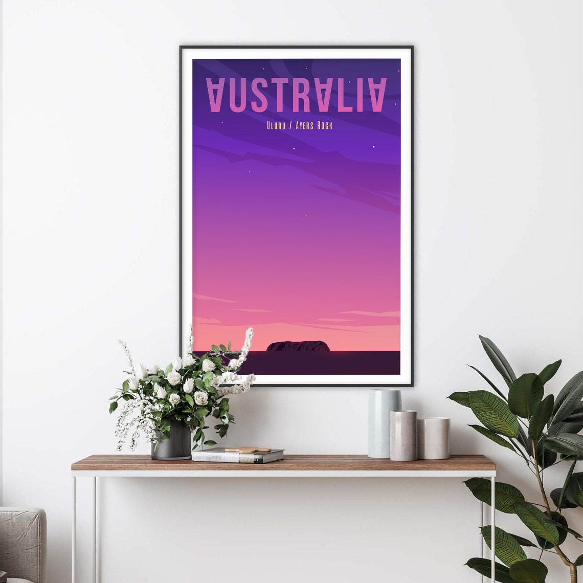Australia Uluru Ayers Rock Purple Desert Sunset Travel Poster - Image 2