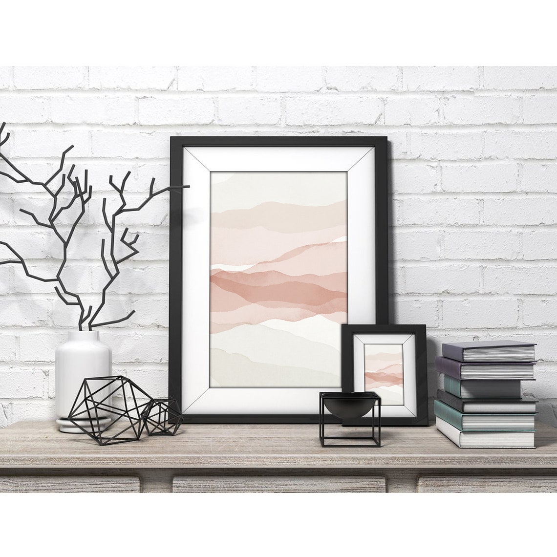 Layered Blush Watercolor Waves Minimalist Scandinavian Art Poster - Image 4