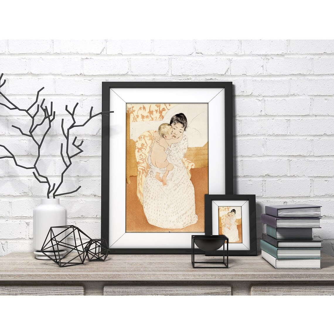 Maternal Caress by Mary Cassatt, Vintage Art Print - Image 4