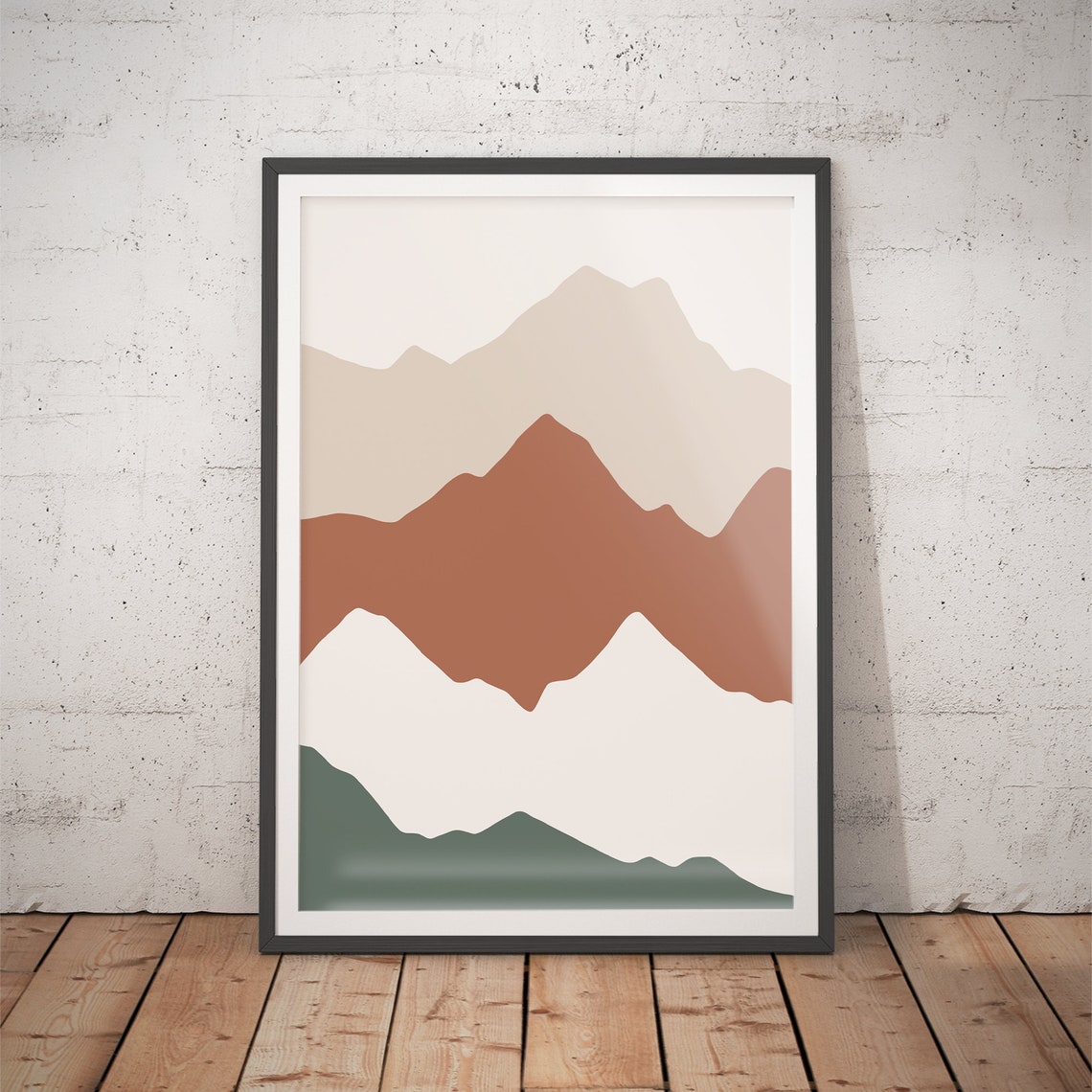 Layered Mountain Peaks in Neutral Tones Minimalist Wall Poster