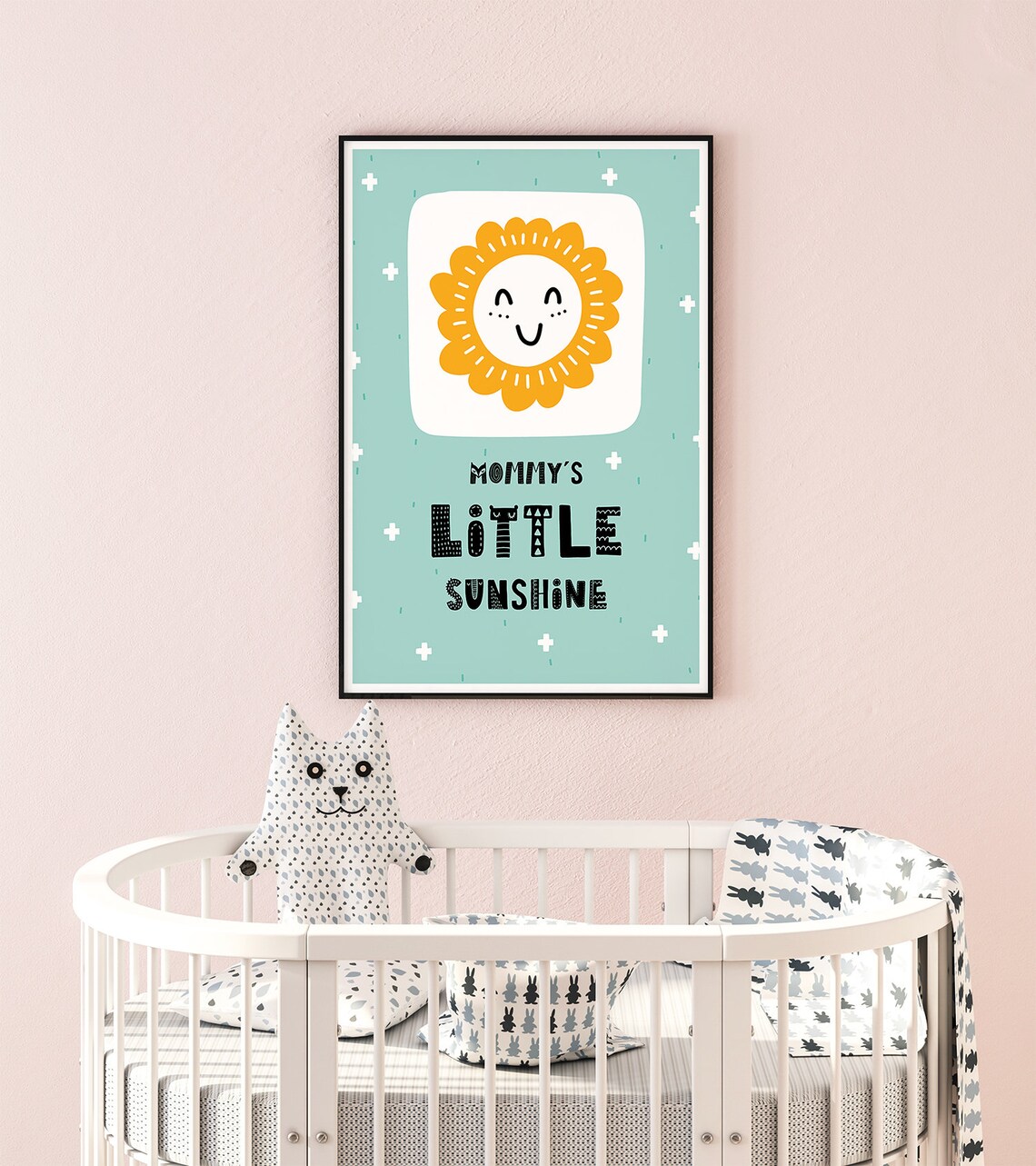 Mommy's Little Sunshine Smiling Sun Poster Mint Nursery Baby Room Decor - Image 2