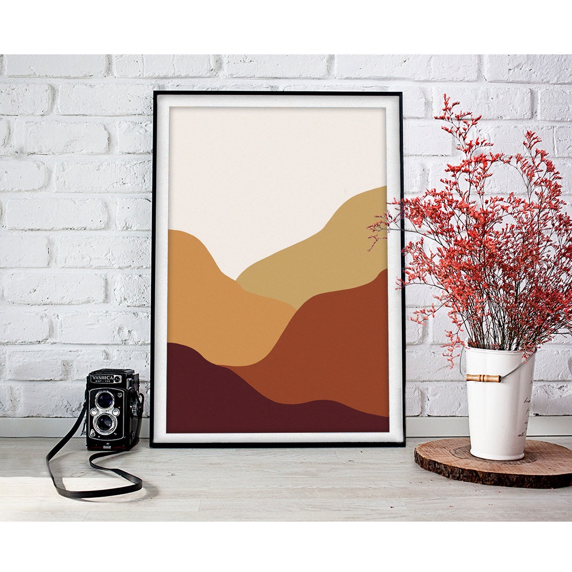 Amber Terracotta Layered Rolling Waves Modern Desert Dunes Poster - Image 2