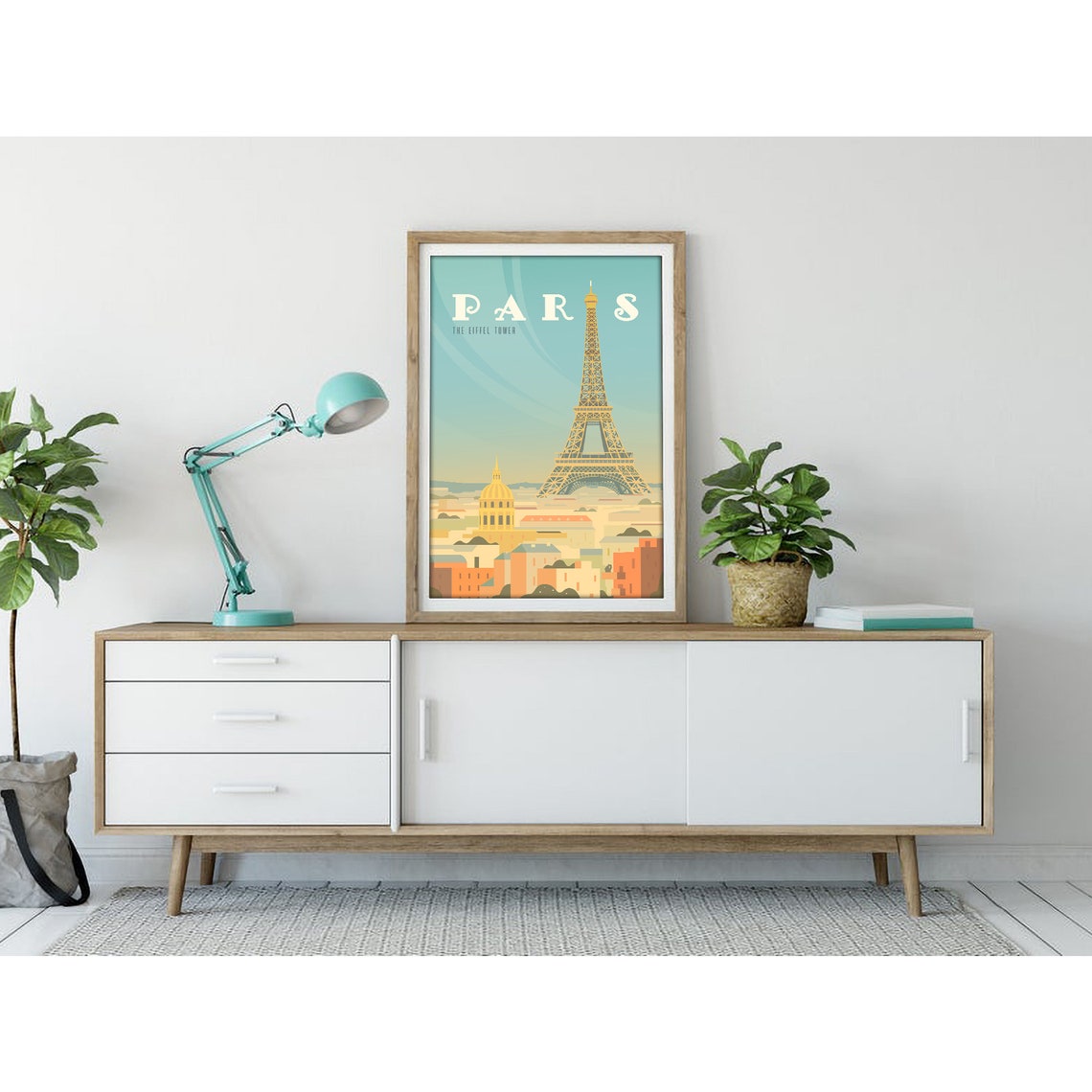 Paris France Eiffel Tower Cityscape Retro Style Travel Poster - Image 3