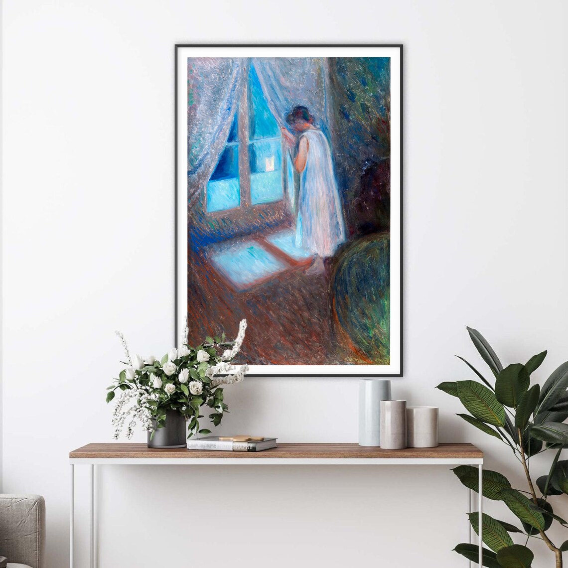 Edvard Munch The Girl by the Window Blue Night Interior Art Poster - Image 2