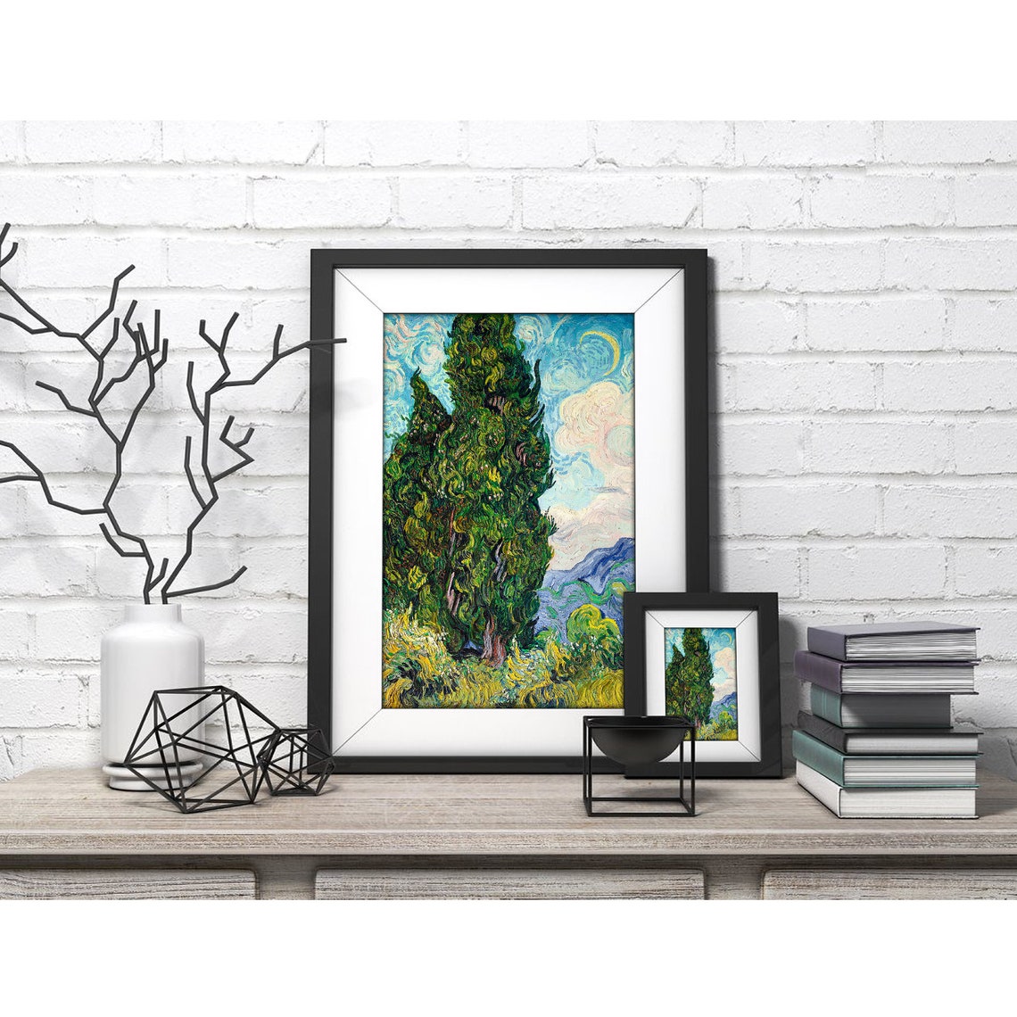 Vincent van Gogh Cypresses Beneath a Swirling Sky Landscape Poster - Image 4